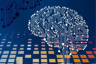 artificial intelligence brain connected to yellow cubes