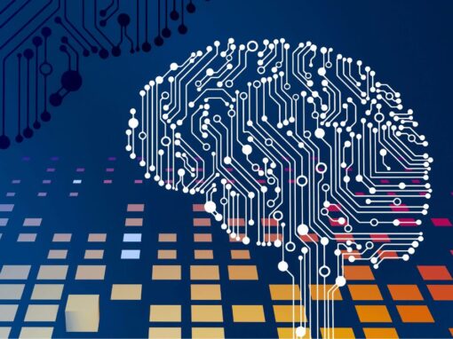 artificial intelligence brain connected to yellow cubes
