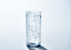 clear glass of iced water