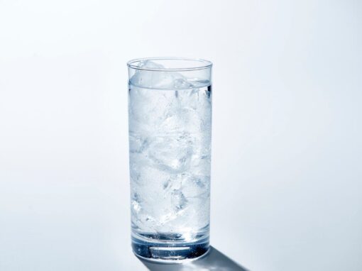 clear glass of iced water