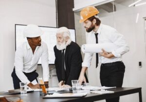construction engineers at a table
