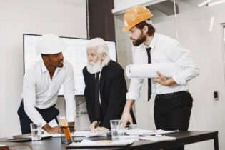 construction engineers at a table