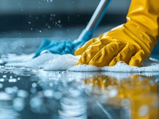 corporate building water on floor for cleaning