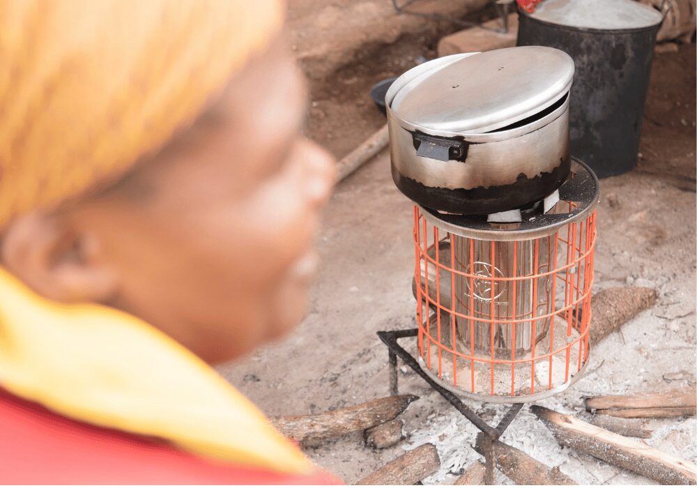 energy-efficient cookstove in use