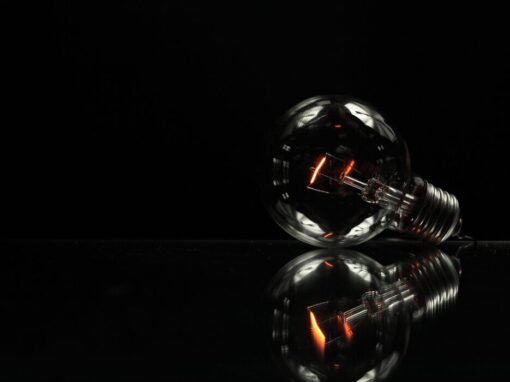 image of a light bulb against a black background