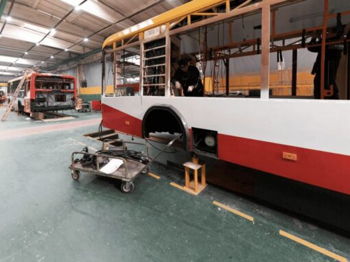 public bus being fixed