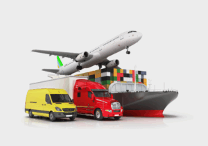 various modes of transport on a white background