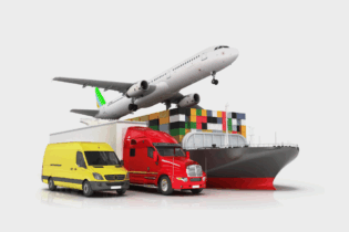 various modes of transport on a white background