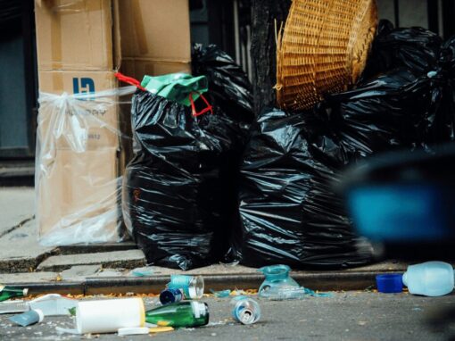 waste bags left on the side of the street