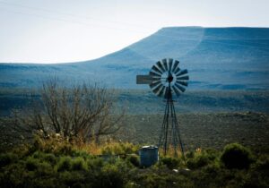 water pump on a farm during a drought